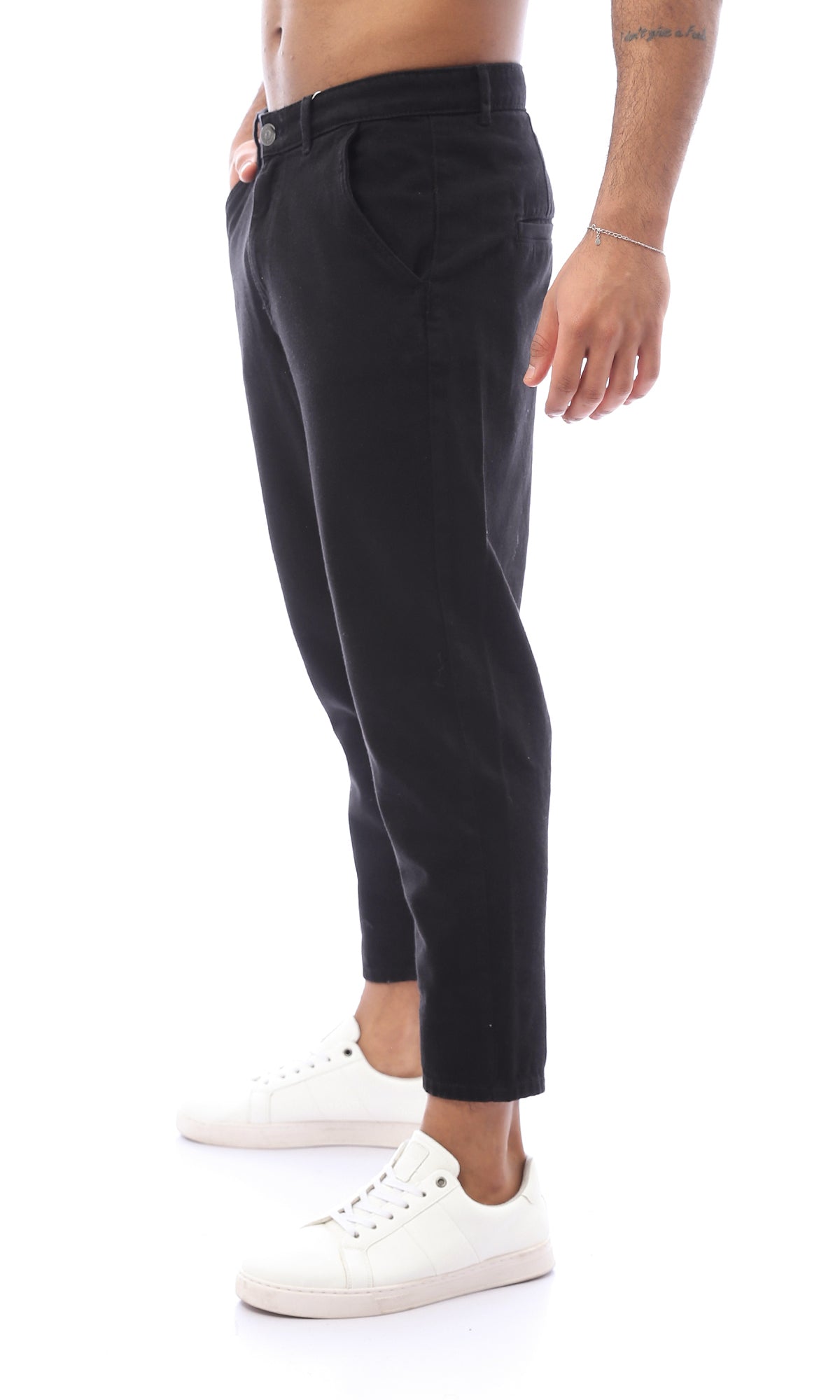 O159911 Ankle Length Black Casual Mom Pants