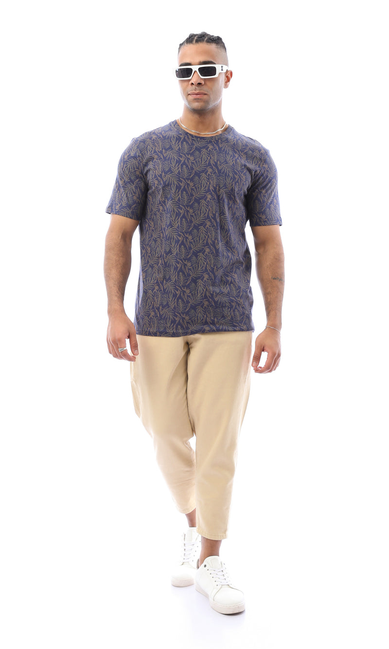 بنطلون بقصة بقصة واسعة بيج مع حزام حلقات