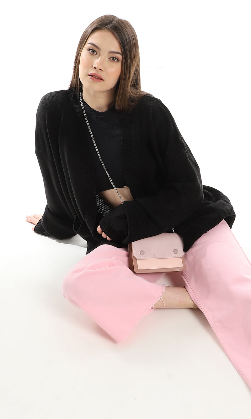 O160316 Regular Fit Buttoned Cardigan With Front Pockets - Black