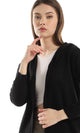 O160338 Basic Plain Long Sleeves Black Cardigan