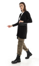 O160338 Basic Plain Long Sleeves Black Cardigan