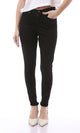 O160850 Casual Solid Black Skinny Fit Jeans