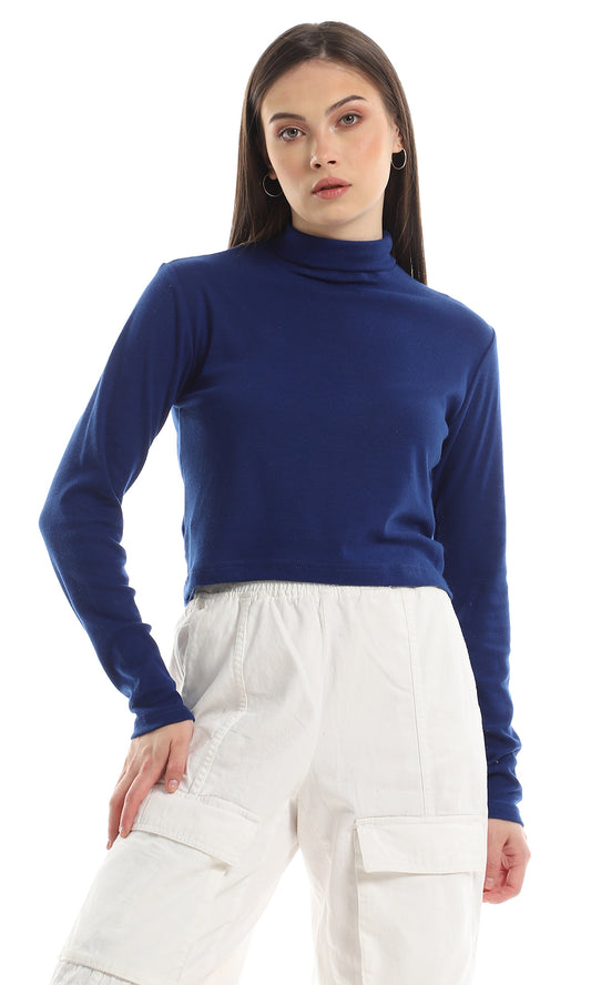 O161290 Basic Turtle Neck Full Sleeves Top - Dark Blue