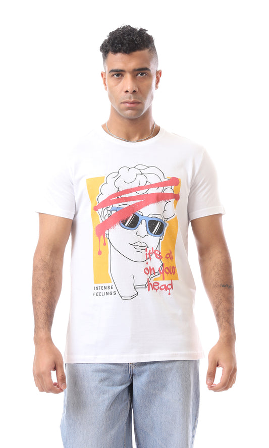 O163304 Trendy Printed Pattern Summer White T-Shirt