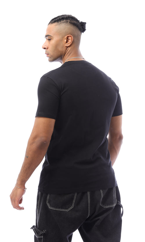 O163306 "Don'T Quit" Printed Round Neck Black Tee