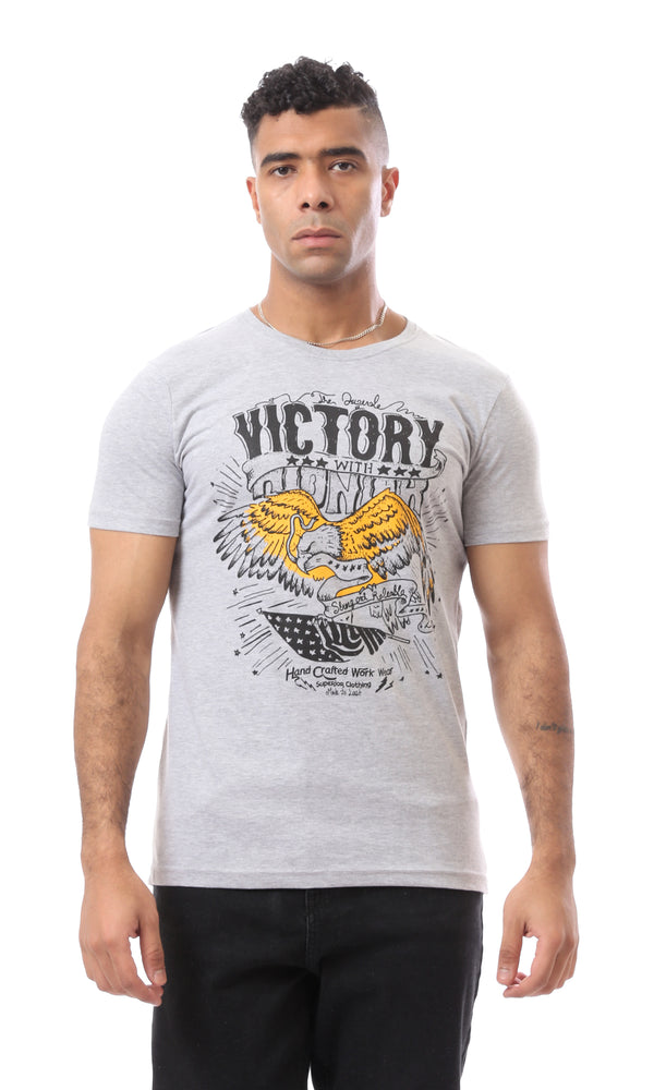 O163312 Casual Eagle Hand-Drawn Heather Grey Tee