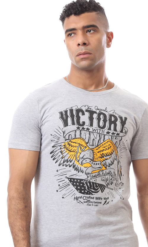 O163312 Casual Eagle Hand-Drawn Heather Grey Tee