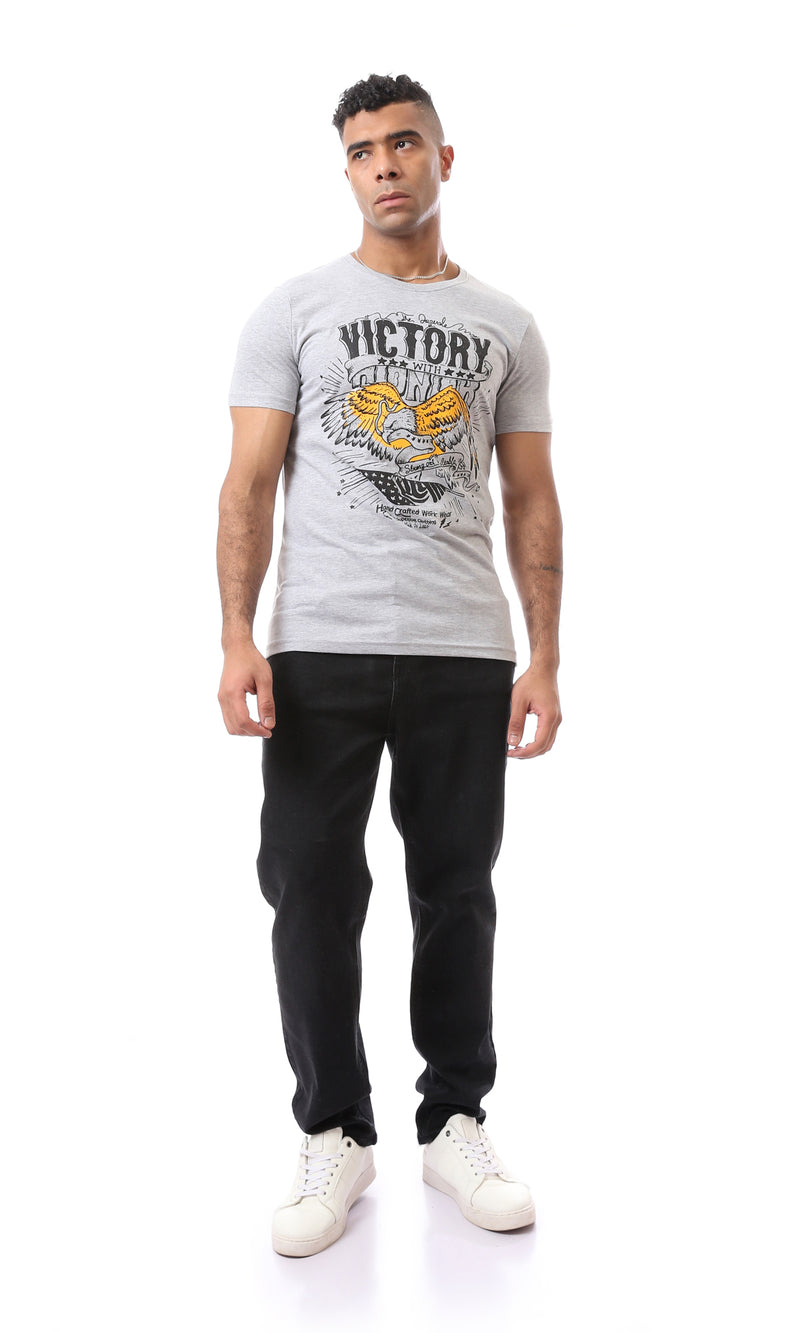 O163312 Casual Eagle Hand-Drawn Heather Grey Tee