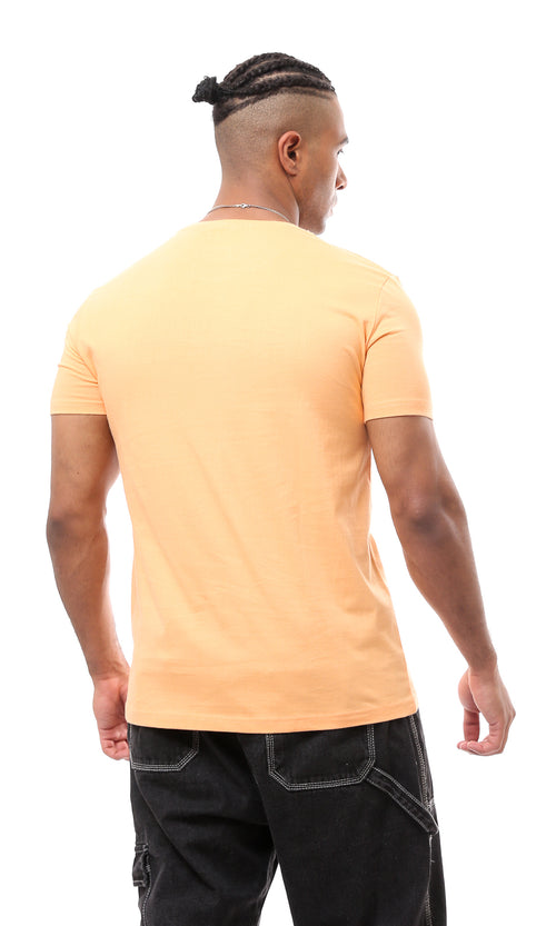 O163313 Light Orange Round Neck Printed Tee