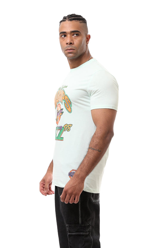 O163320 Pastel Mint Round Neck Printed Tee