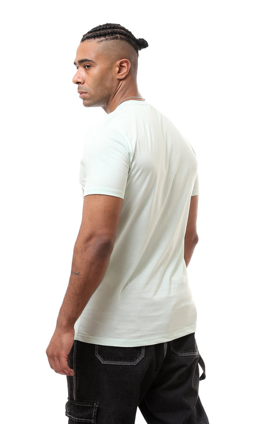 O163320 Pastel Mint Round Neck Printed Tee