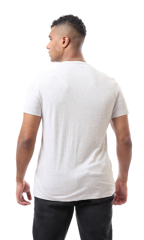 O163323 Graphics Pattern Slip On Heather Light Grey T-Shirt