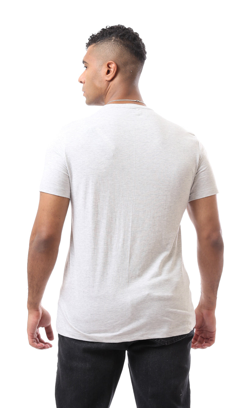 O163323 Graphics Pattern Slip On Heather Light Grey T-Shirt