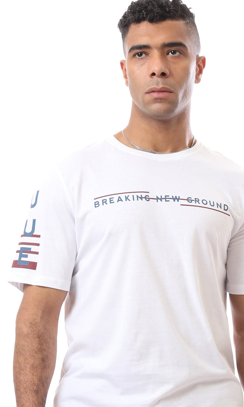 O163327 Short Sleeves White Printed Summer Tee