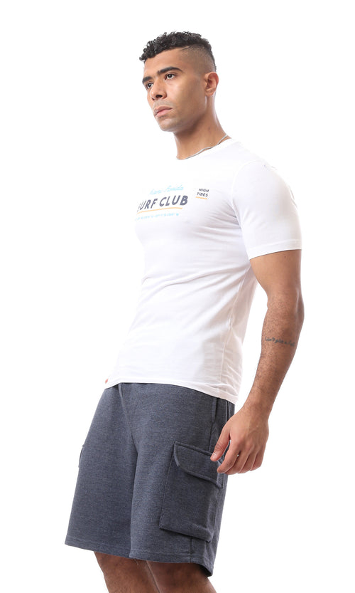 O163328 "Surf Club" Round Neck White Tee With Regular Fit