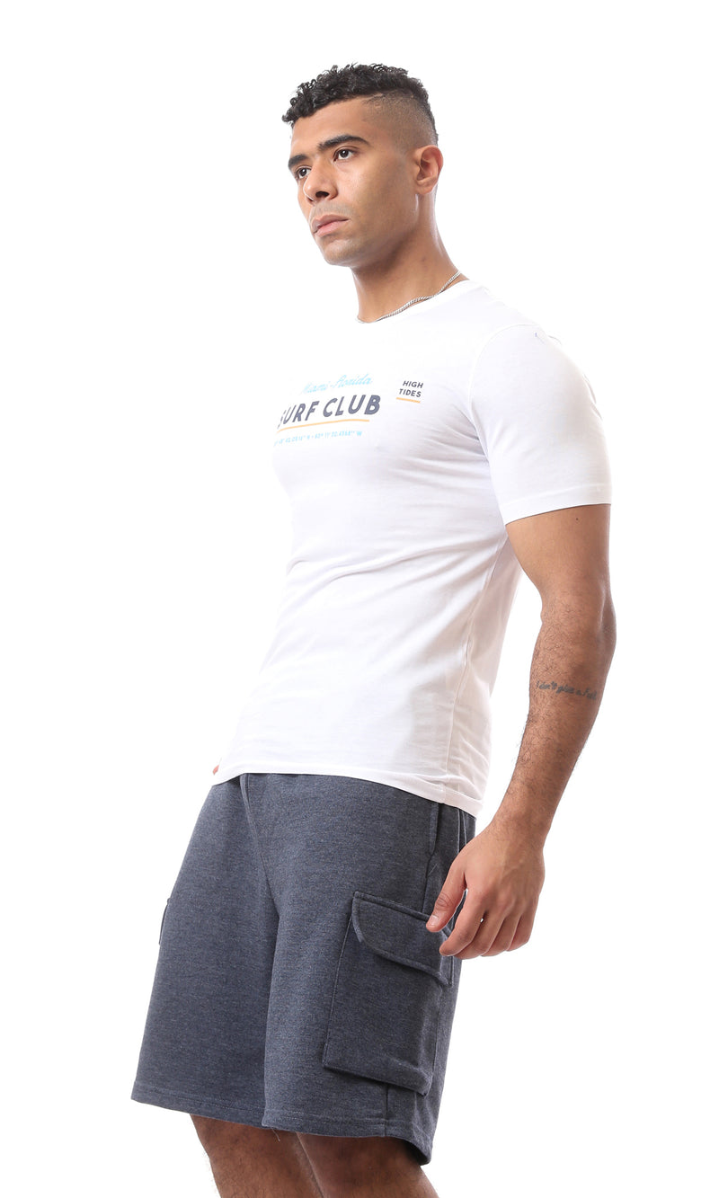 O163328 "Surf Club" Round Neck White Tee With Regular Fit