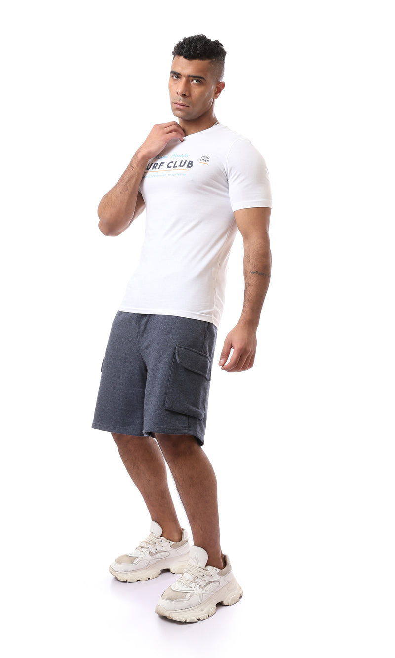 O163328 "Surf Club" Round Neck White Tee With Regular Fit