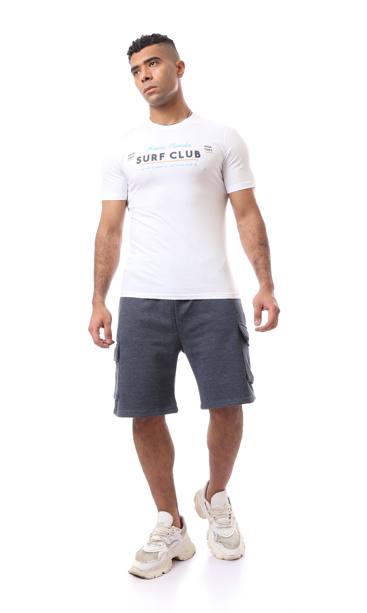O163328 "Surf Club" Round Neck White Tee With Regular Fit