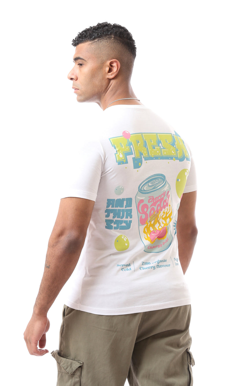 O163329 Colorful Graphic Printed "Fresh" Front & Back Off-White Tee