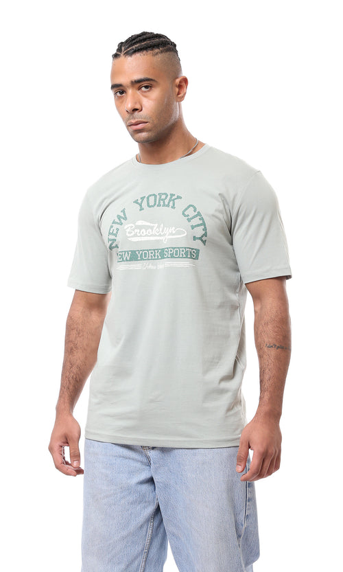 O163350 Mint Green Printed Regular Fit Tee