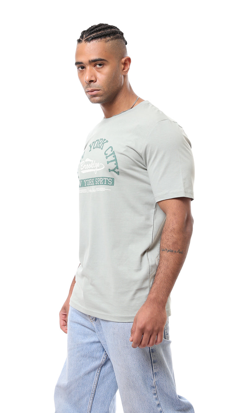 O163350 Mint Green Printed Regular Fit Tee