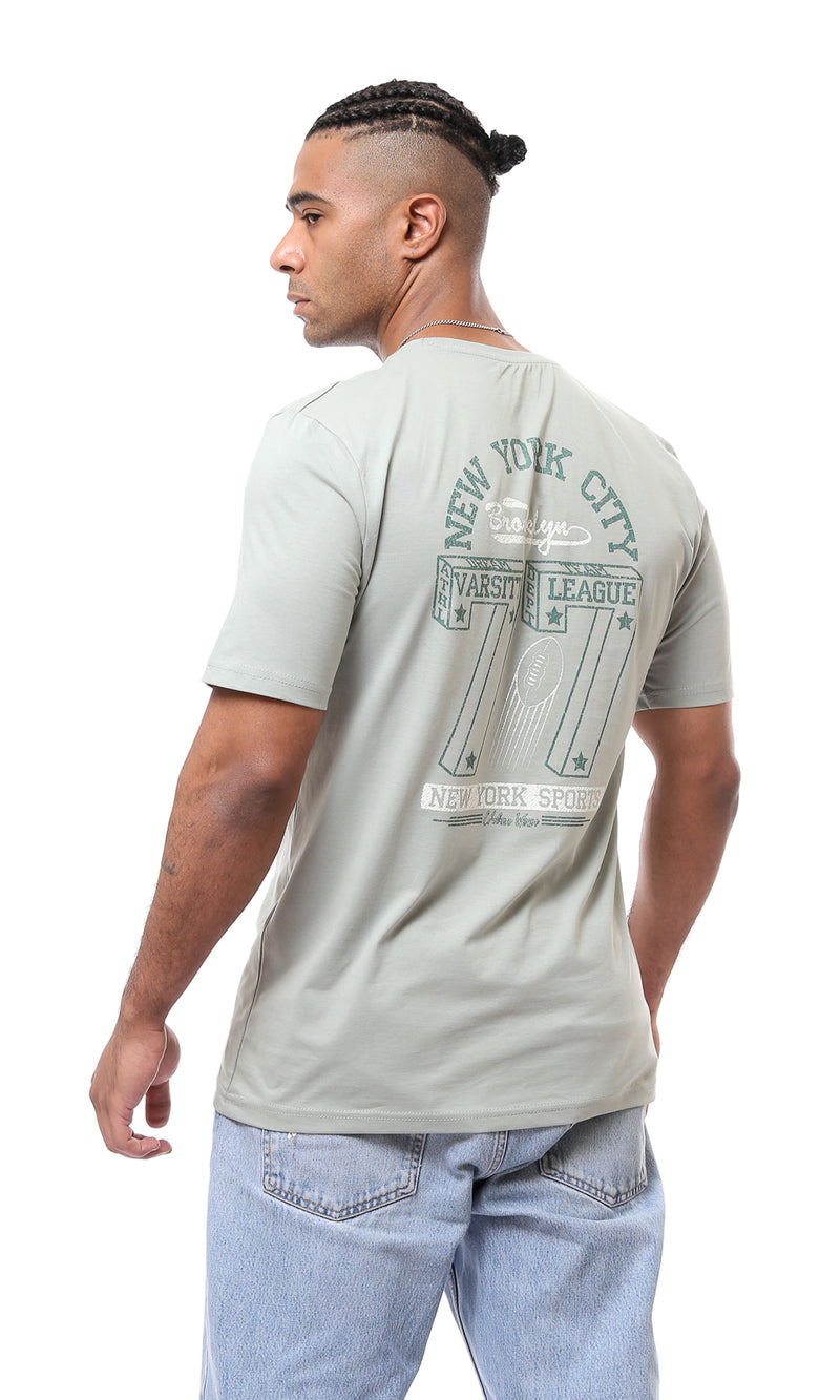 O163350 Mint Green Printed Regular Fit Tee