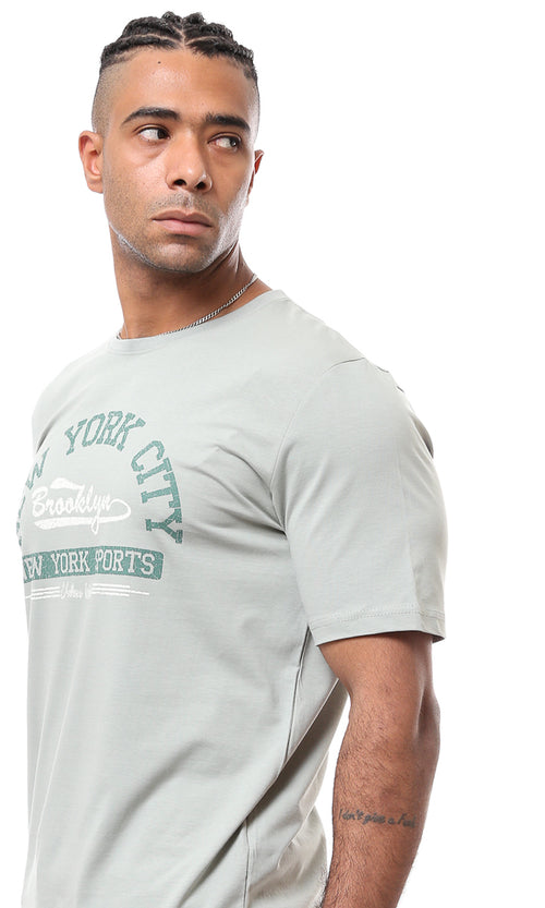 O163350 Mint Green Printed Regular Fit Tee