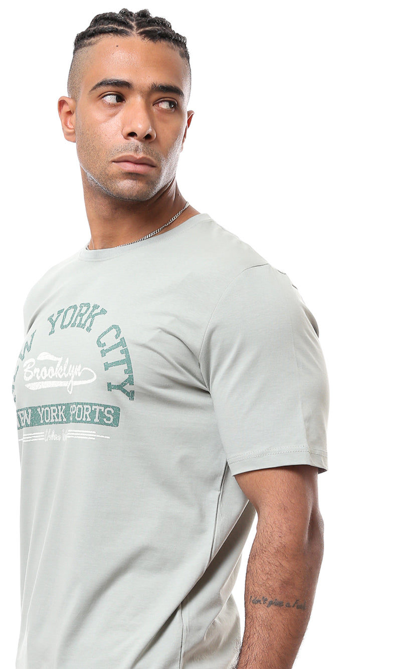 O163350 Mint Green Printed Regular Fit Tee