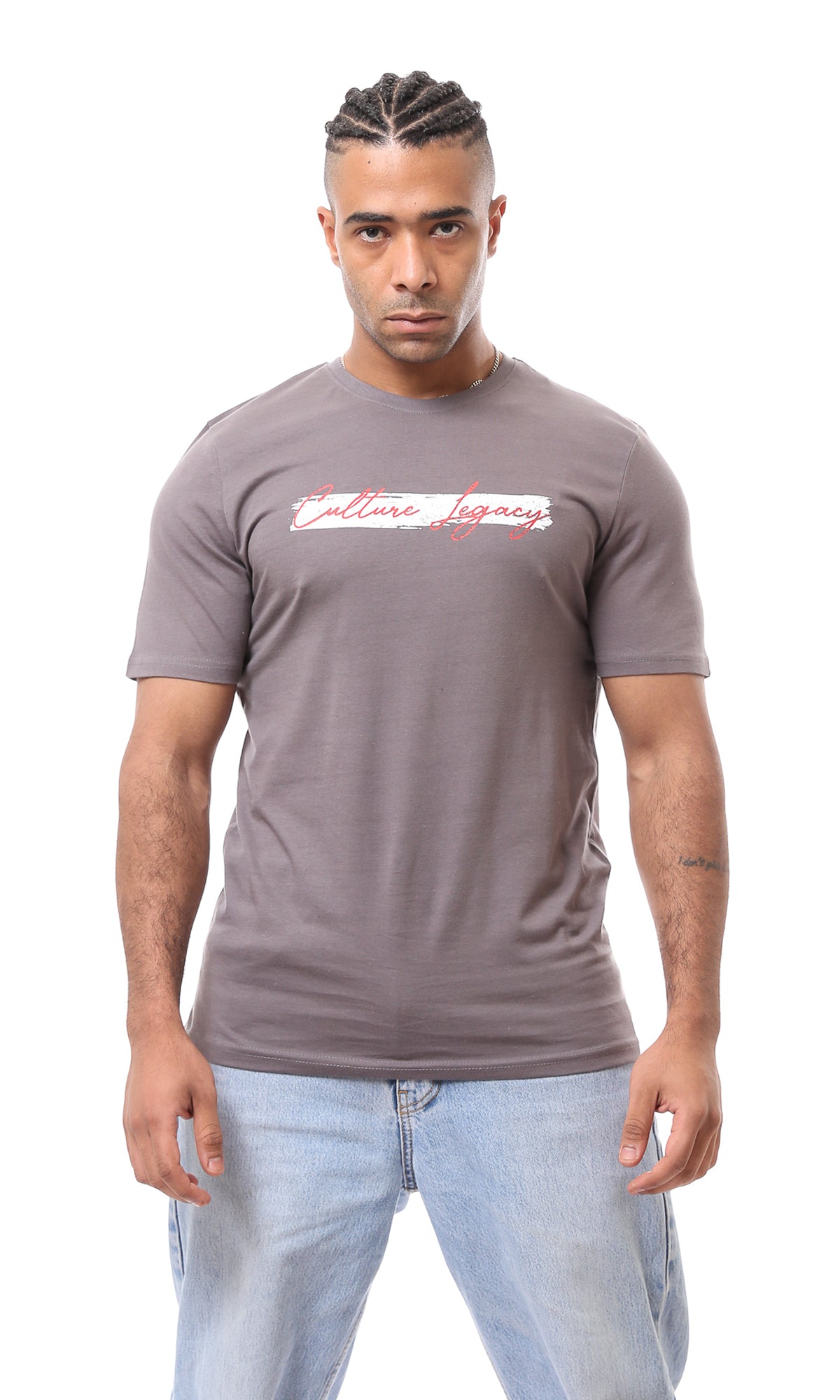 O163352 Short Sleeves Front & Back Print Dark Grey Tee