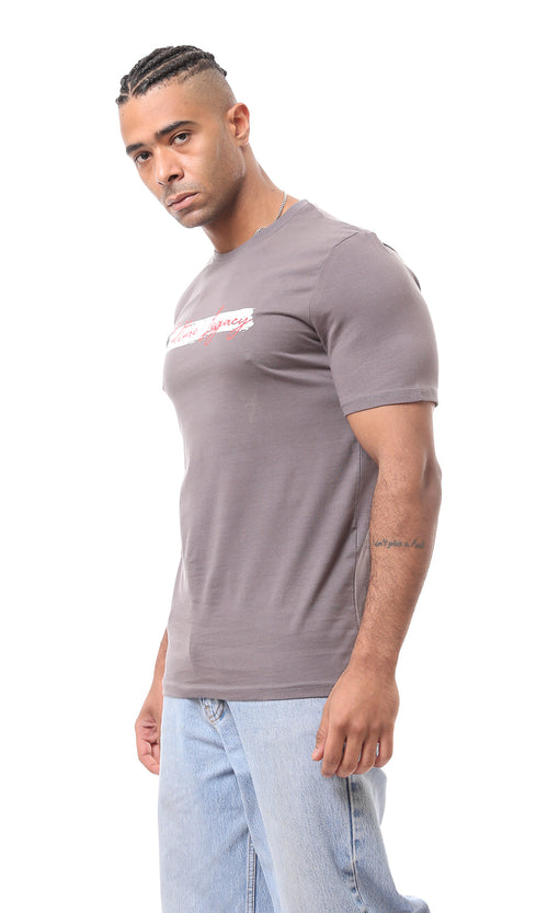 O163352 Short Sleeves Front & Back Print Dark Grey Tee