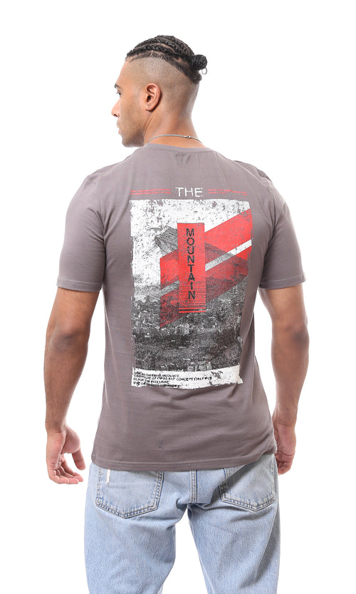 O163352 Short Sleeves Front & Back Print Dark Grey Tee