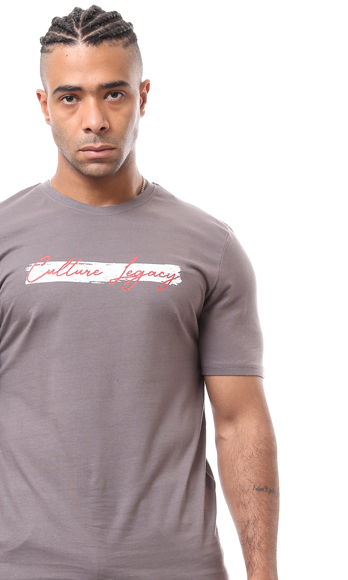 O163352 Short Sleeves Front & Back Print Dark Grey Tee