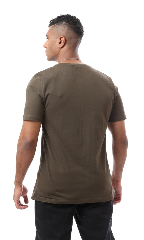 O163356 Chocolate Brown Printed "Brave" Cotton Tee