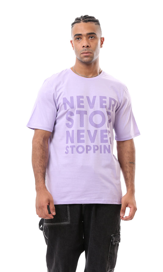 O163361 Light Purple Slip On Tee With Front Print