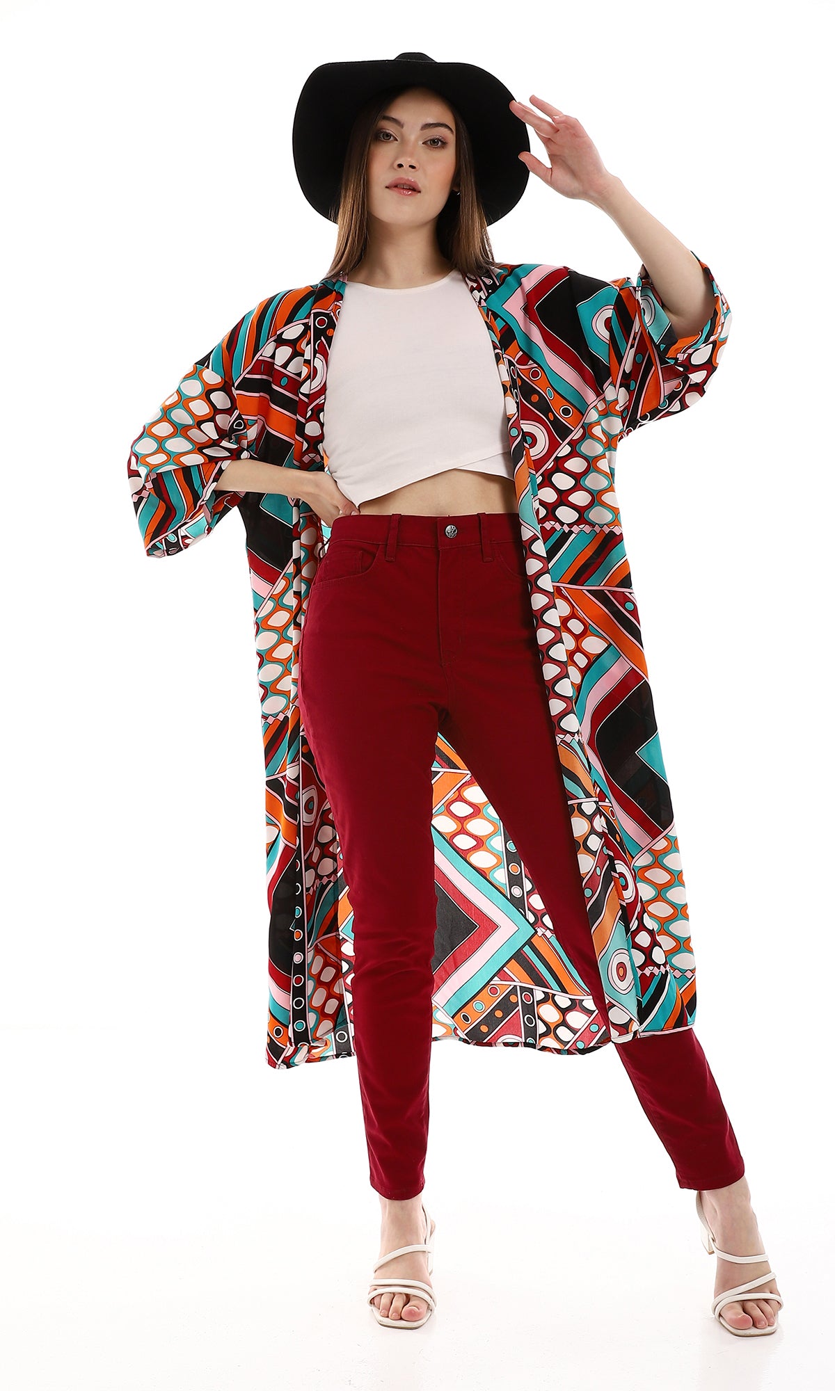 O163511 Skinny Fit Burgundy Women Pants