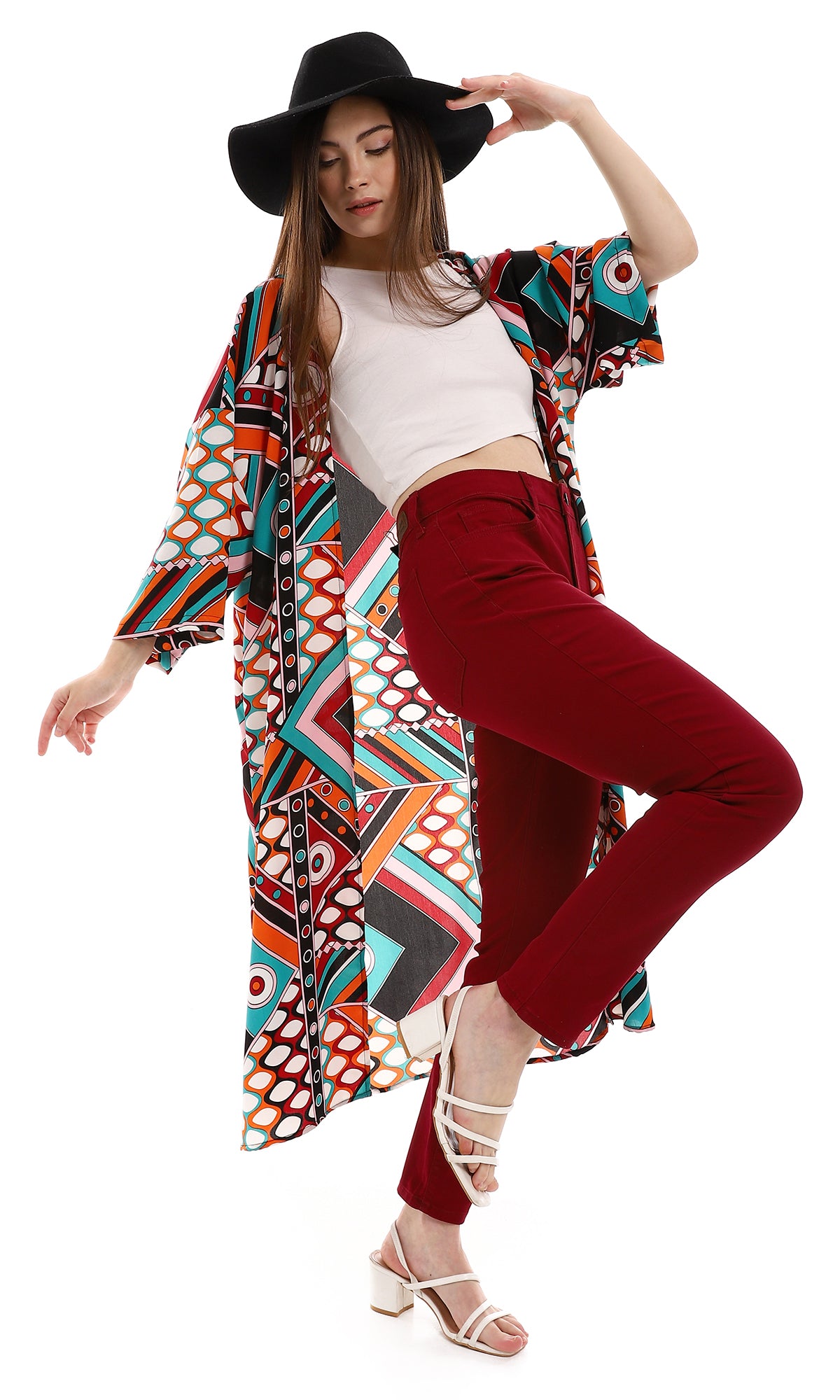 O163511 Skinny Fit Burgundy Women Pants
