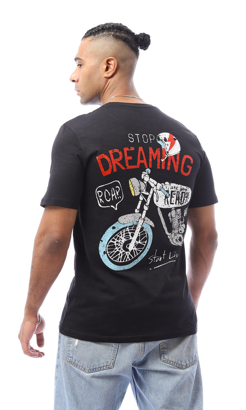 O163638 Short Sleeves "Stop Dreaming" Black Tee