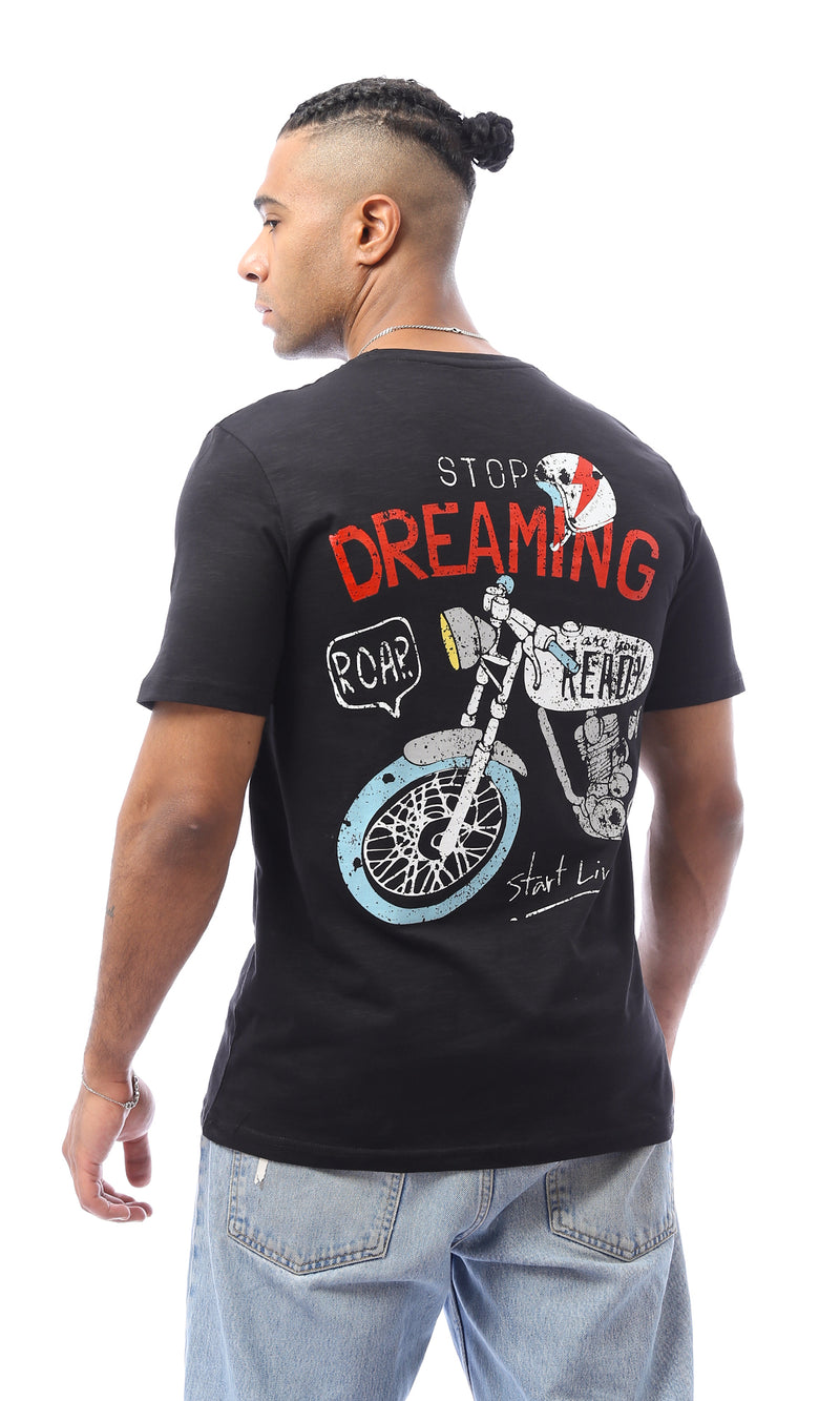 O163638 Short Sleeves "Stop Dreaming" Black Tee