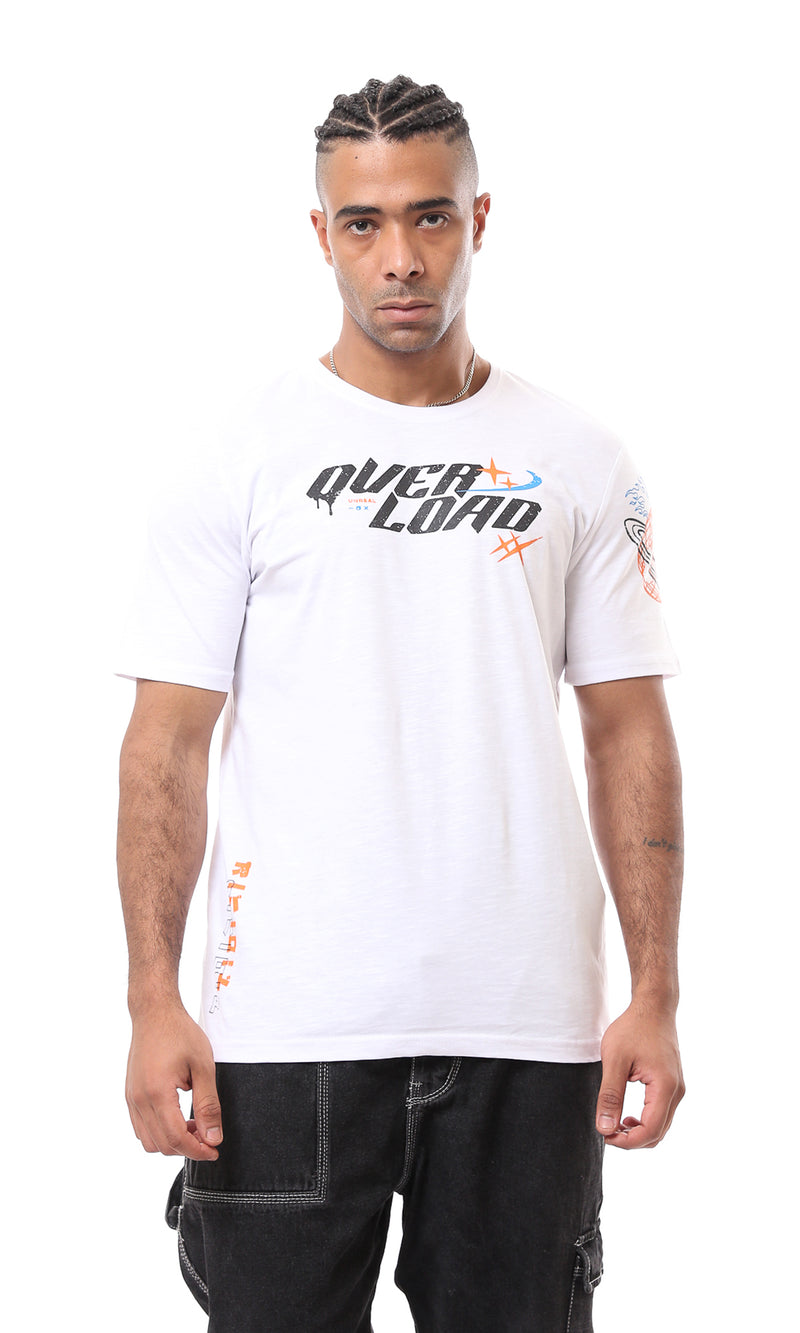 O163641 White Short Sleeves Slip On Casual Tee