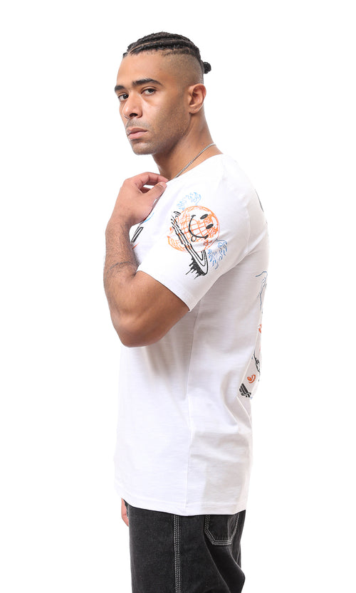 O163641 White Short Sleeves Slip On Casual Tee