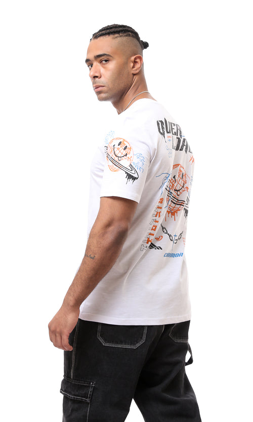 O163641 White Short Sleeves Slip On Casual Tee