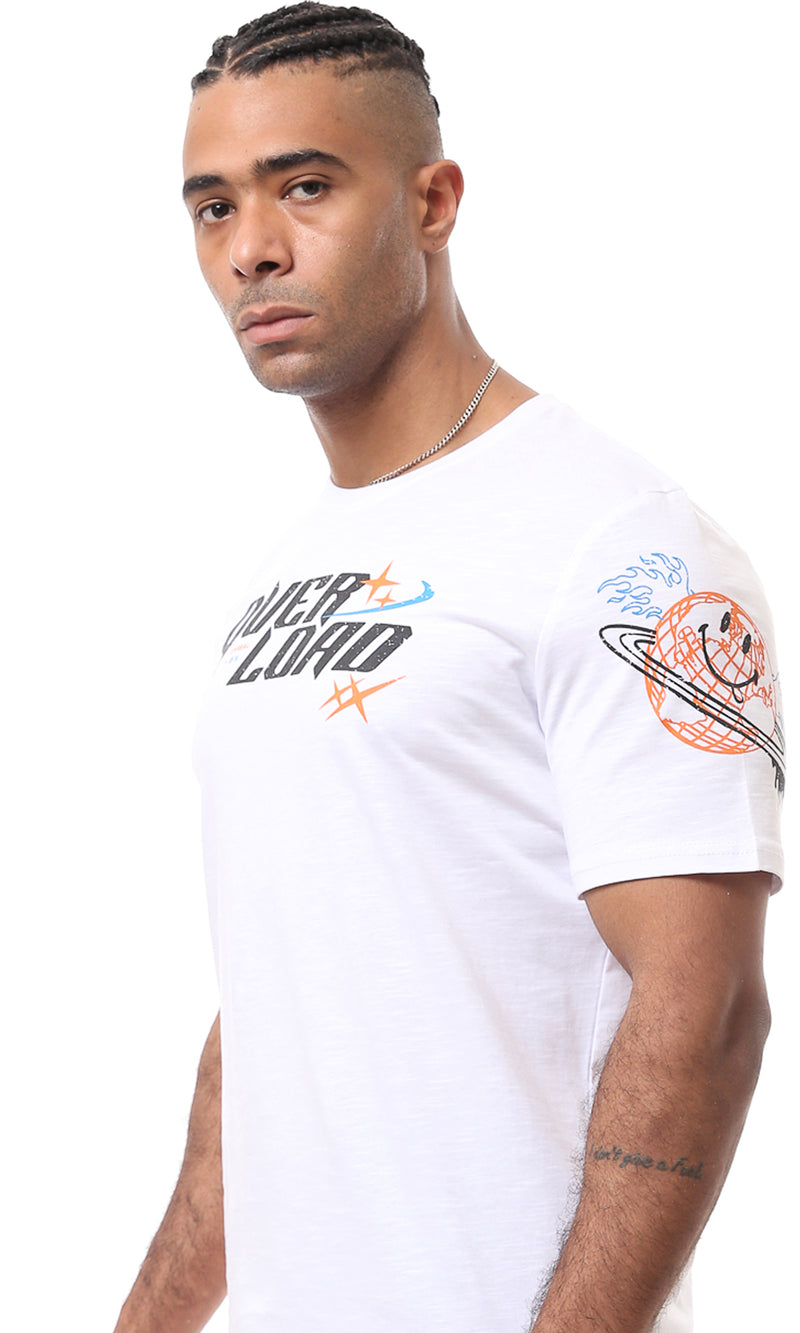 O163641 White Short Sleeves Slip On Casual Tee