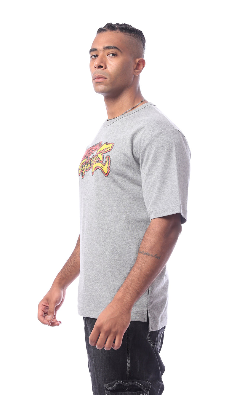 تيشيرت سهل الارتداء برقبة دائرية وطبعة "Dragon ball" رمادي