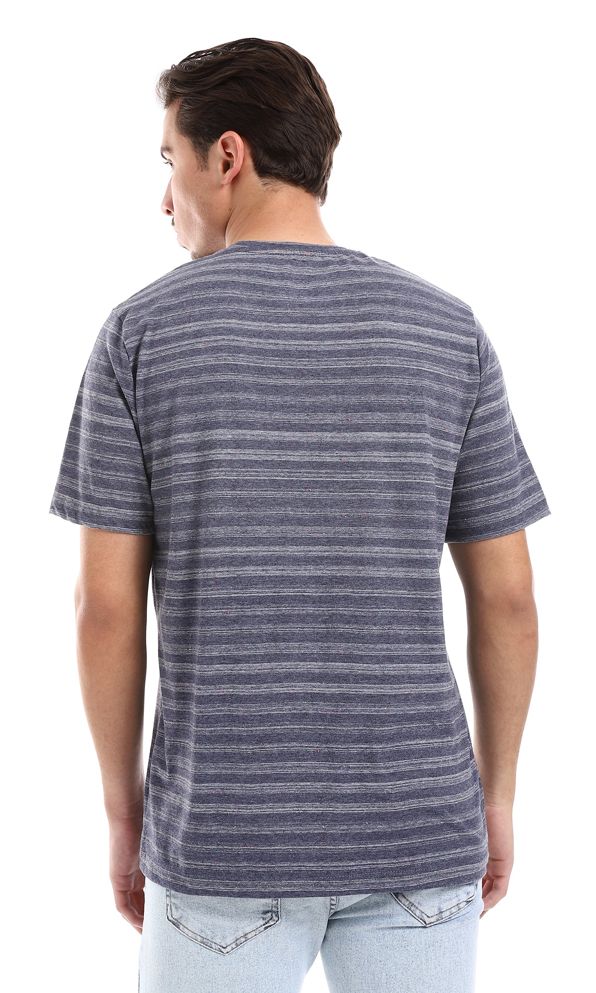 O164006 Slip On Heather Tee - Navy Blue & Grey