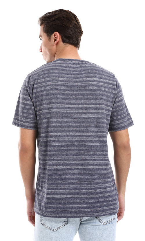 O164006 Slip On Heather Tee - Navy Blue & Grey