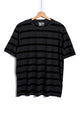 O164007 Heather Grey & Black Stripped Self Pattern T-Shirt