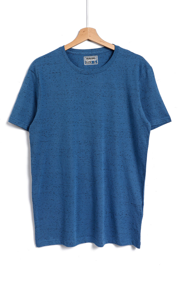 O164008 Heather Blue Classic Self Pattern T-Shirt