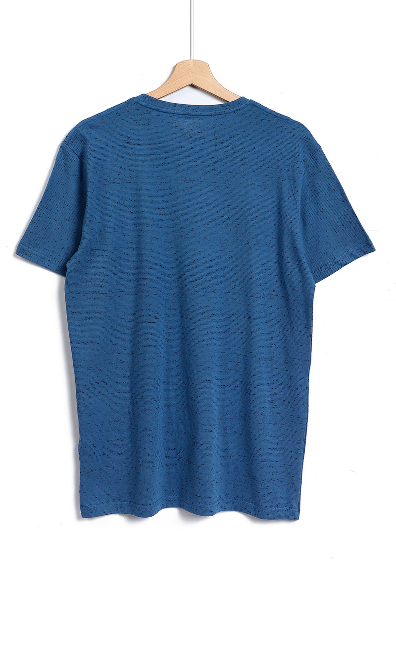 O164008 Heather Blue Classic Self Pattern T-Shirt