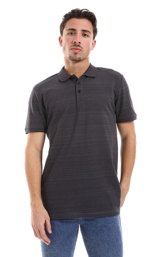 O164023 Heather Charcoal Half Sleeves Polo Shirt