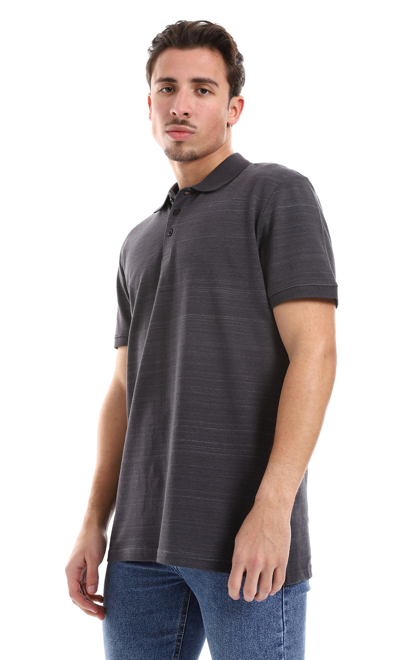 O164023 Heather Charcoal Half Sleeves Polo Shirt